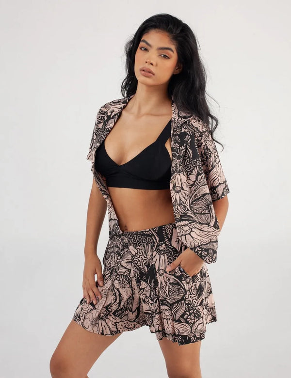 Camisa Cuello Sport manga corta Set Landsky coral Mujer