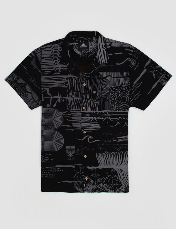 Camisa Cuello Sport manga corta Sinestesia negro Hombre