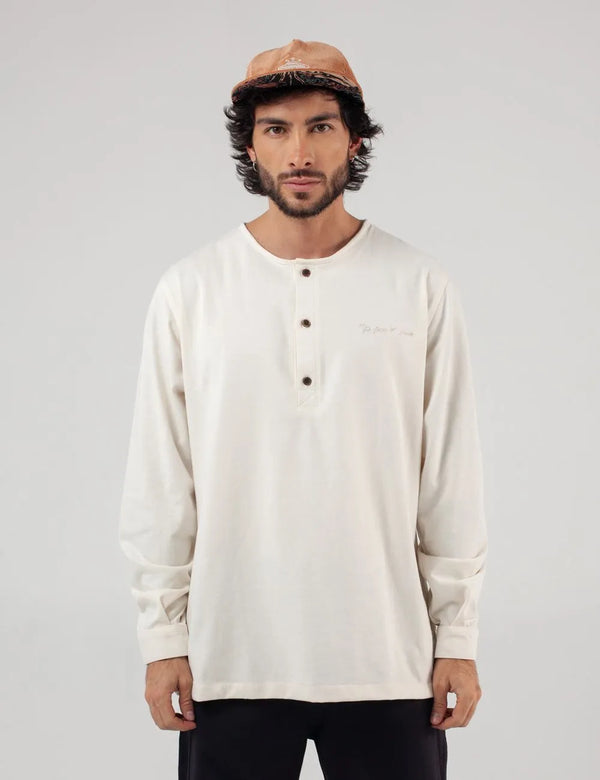 Camisa Cuello Sport manga larga Salvia Crudo Hombre