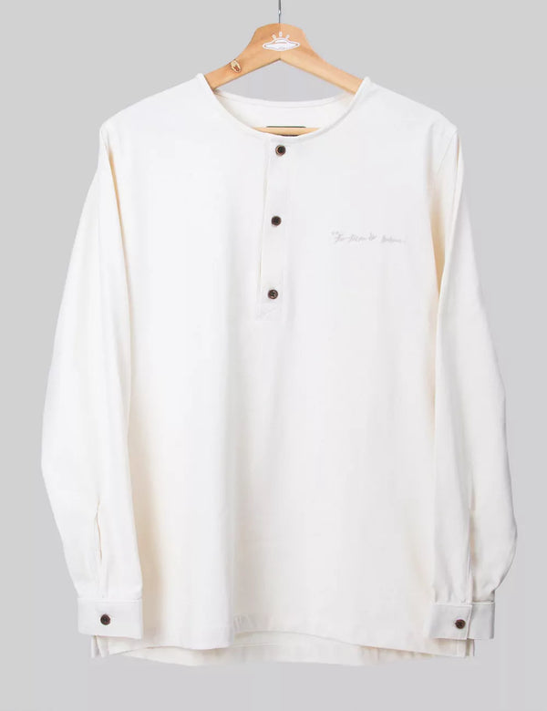 Camisa Cuello Sport manga larga Salvia Crudo Hombre