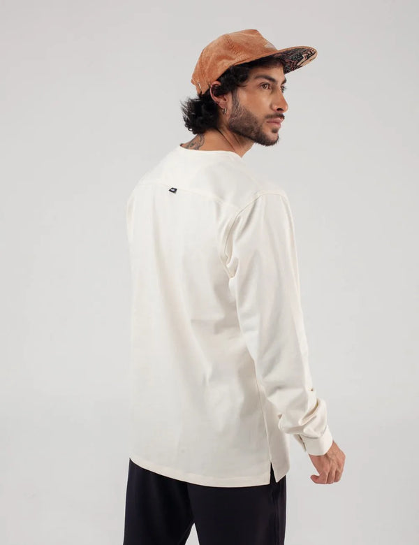 Camisa Cuello Sport manga larga Salvia Crudo Hombre