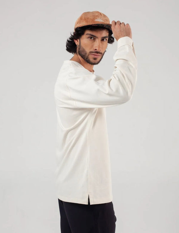 Camisa Cuello Sport manga larga Salvia Crudo Hombre