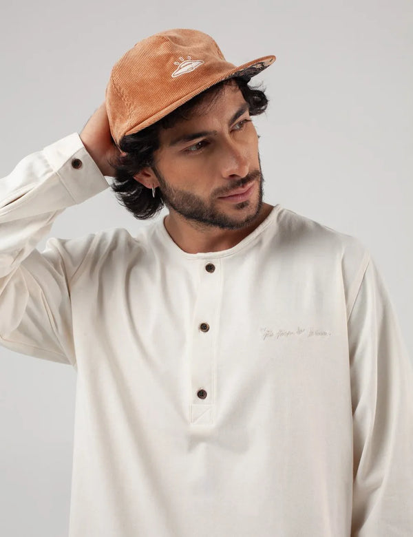 Camisa Cuello Sport manga larga Salvia Crudo Hombre