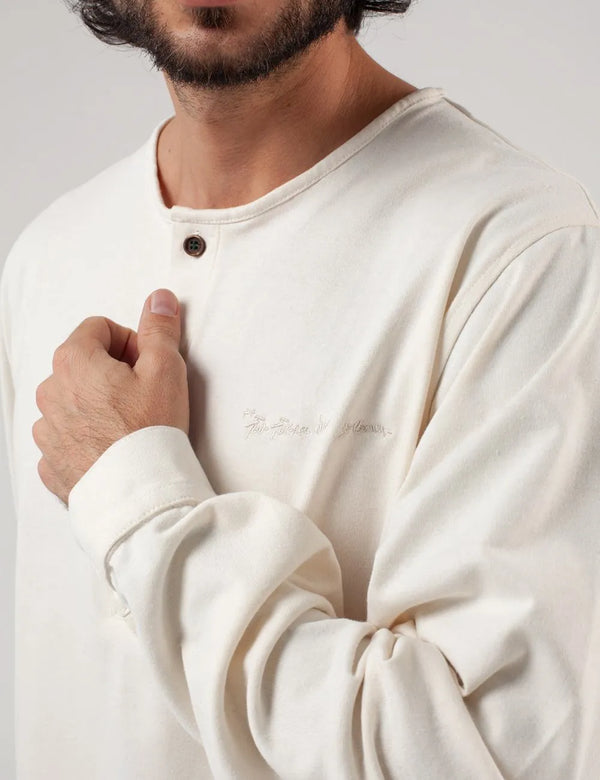 Camisa Cuello Sport manga larga Salvia Crudo Hombre