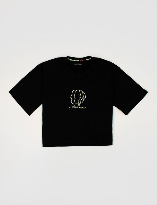 Camiseta Oversize Al ritmo de Medallo negro Mujer