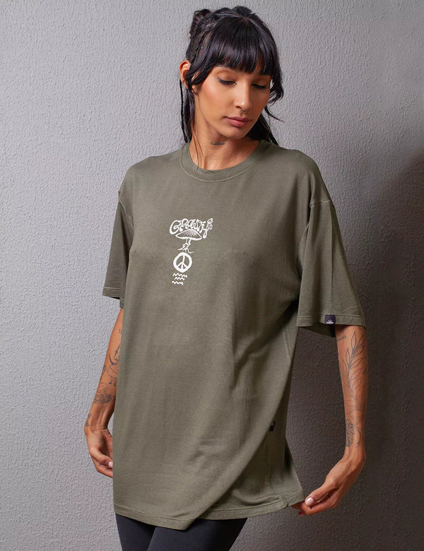 Camiseta Oversize Growth verde militar Mujer
