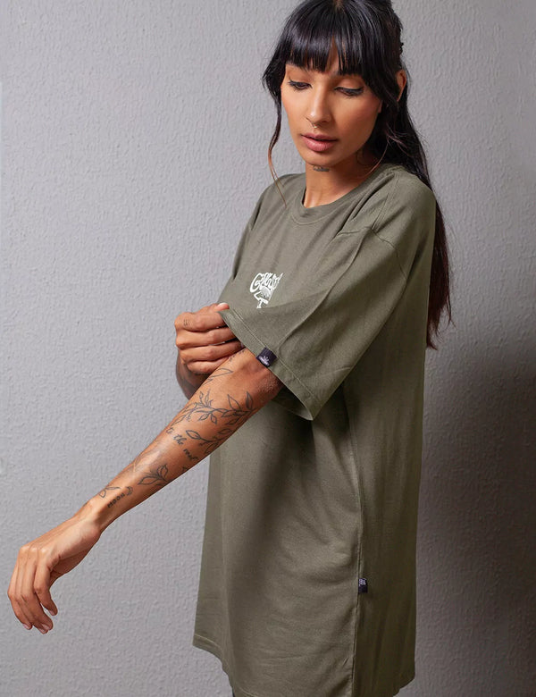 Camiseta Oversize Growth verde militar Mujer