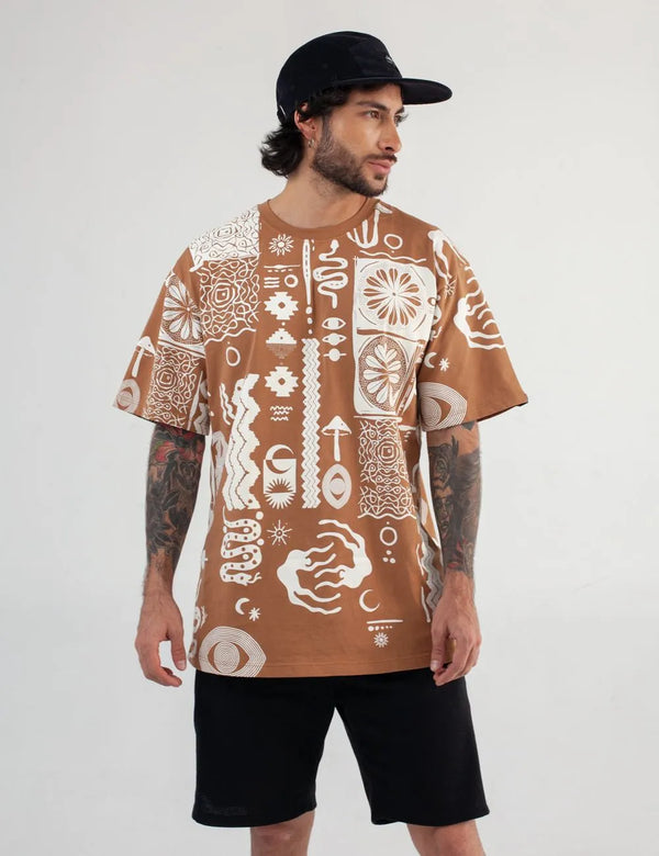 Camiseta Oversize Vurú tabaco para Hombre