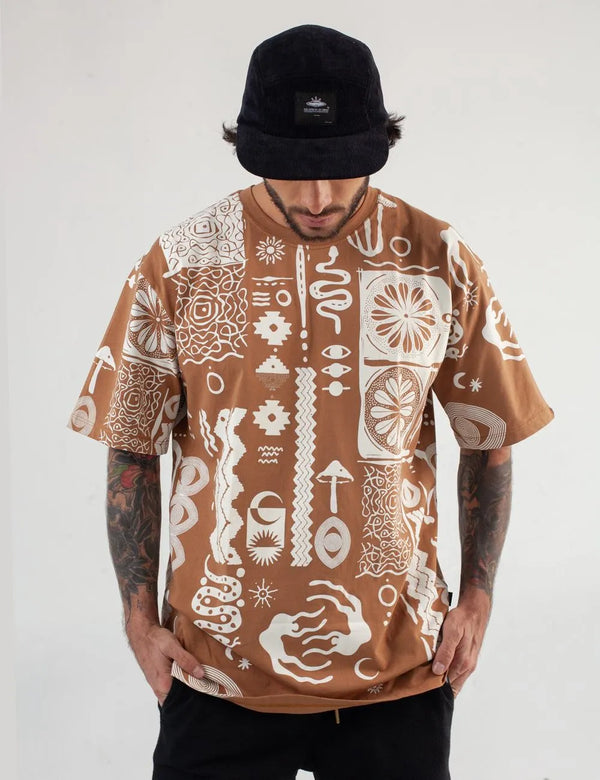 Camiseta Oversize Vurú tabaco para Hombre