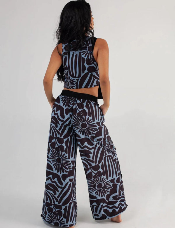 Chaleco Escote en Pico set Stamp azul + negro Mujer