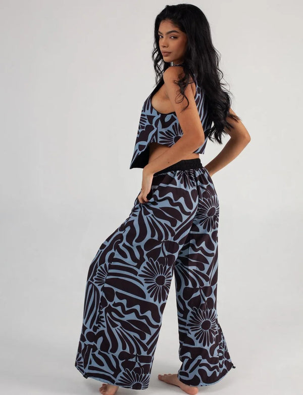 Chaleco Escote en Pico set Stamp azul + negro Mujer