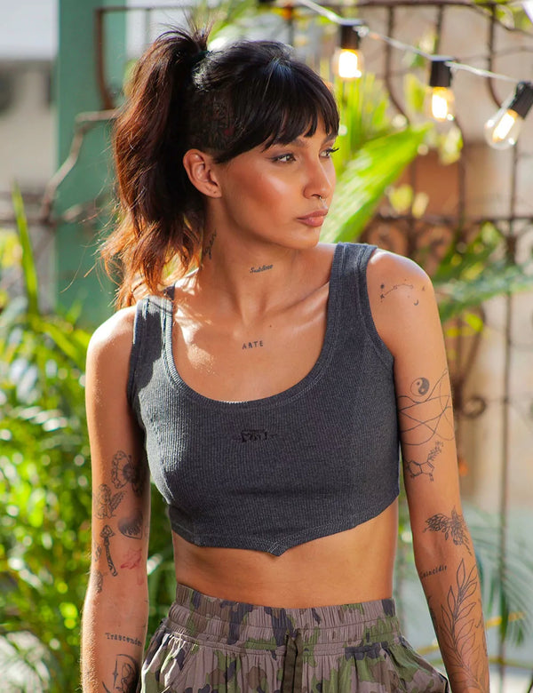 Crop Top Sisa Peaceful gris Mujer