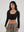 Crop Top manga larga Net negro Mujer