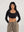 Crop Top manga larga Net negro Mujer