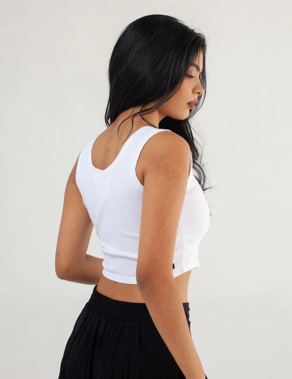 Crop Top Sisa Sepiolita blanco Mujer