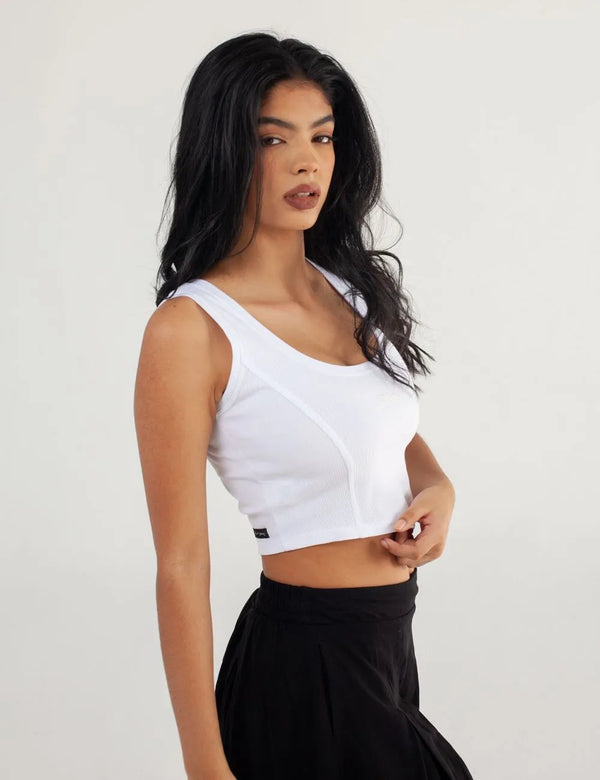 Crop Top Sisa Sepiolita blanco Mujer