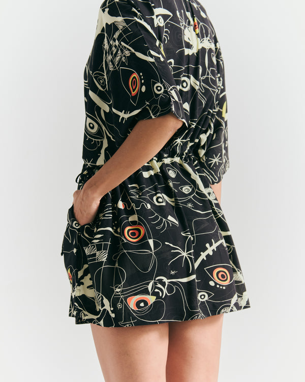 Kurta Tiras ajustable Joan negro+crudo mujer