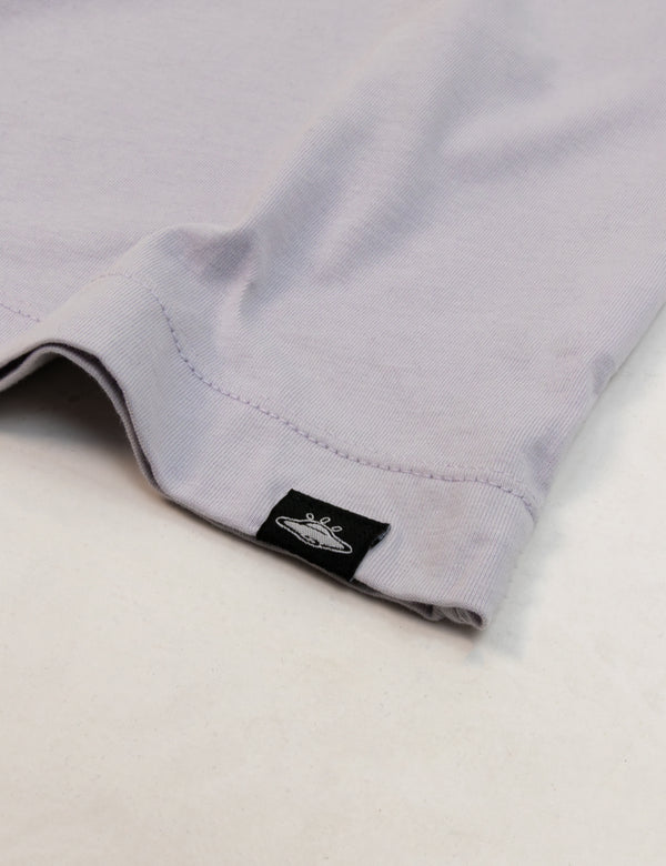Camiseta holgada casco ovni lila mujer