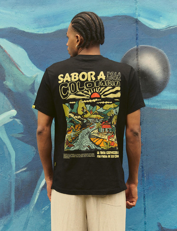 Camiseta Regular Fit Sabor a Colombia  negro unisex