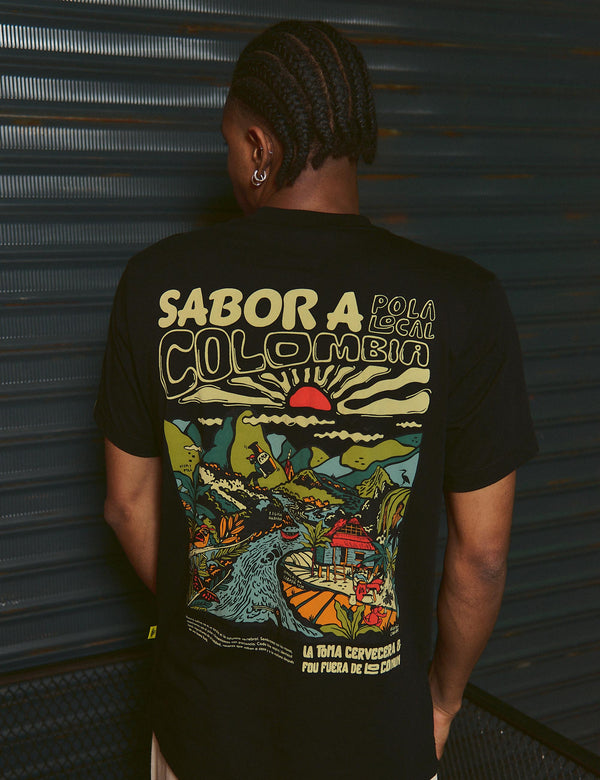 Camiseta Regular Fit Sabor a Colombia  negro unisex