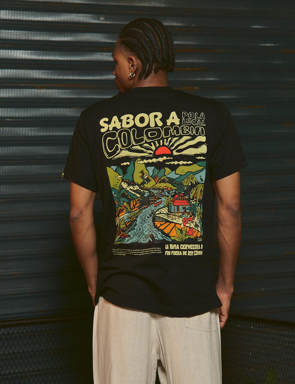 Camiseta Regular Fit Sabor a Colombia  negro unisex