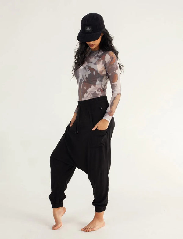 Crop Top Largo Mesh Manga Larga Butterfly verde militar Mujer