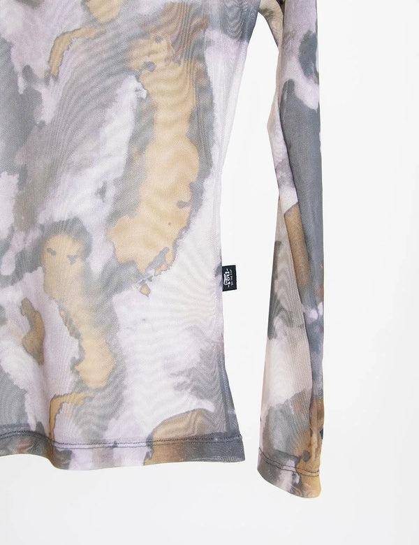 Crop Top Largo Mesh Manga Larga Butterfly verde militar Mujer