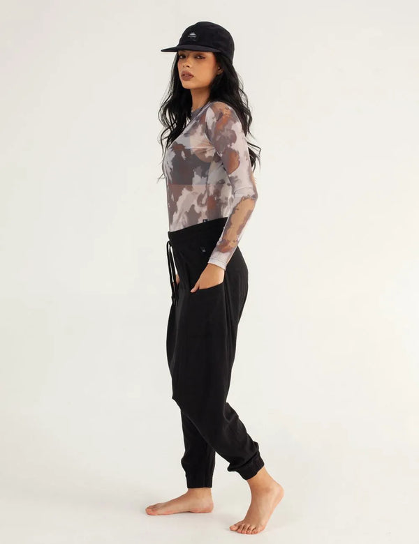 Crop Top Largo Mesh Manga Larga Butterfly verde militar Mujer