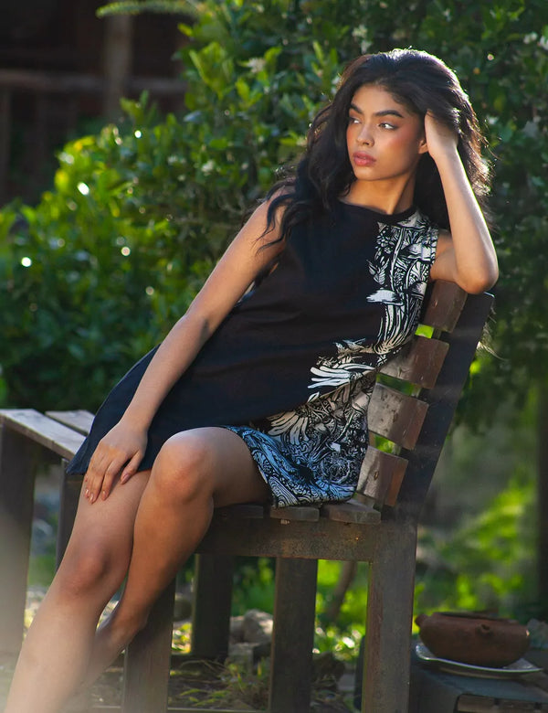 Vestido Corto cuello Fauno Alto negro Mujer