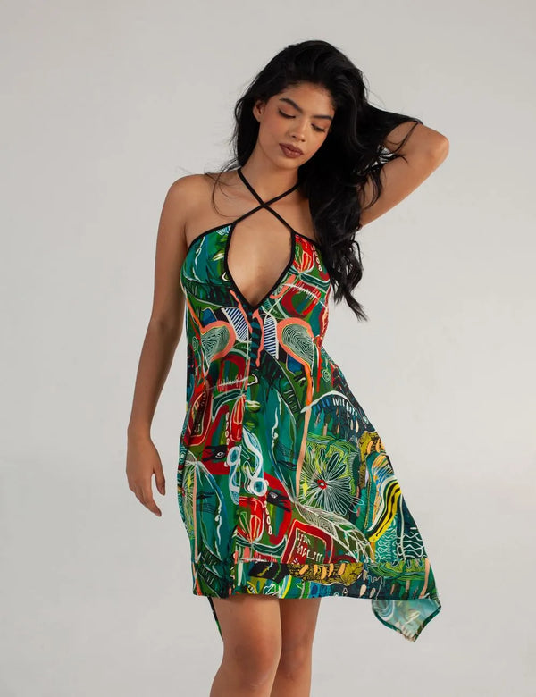 Vestido Tiras cruzadas Yagé multicolor Mujer
