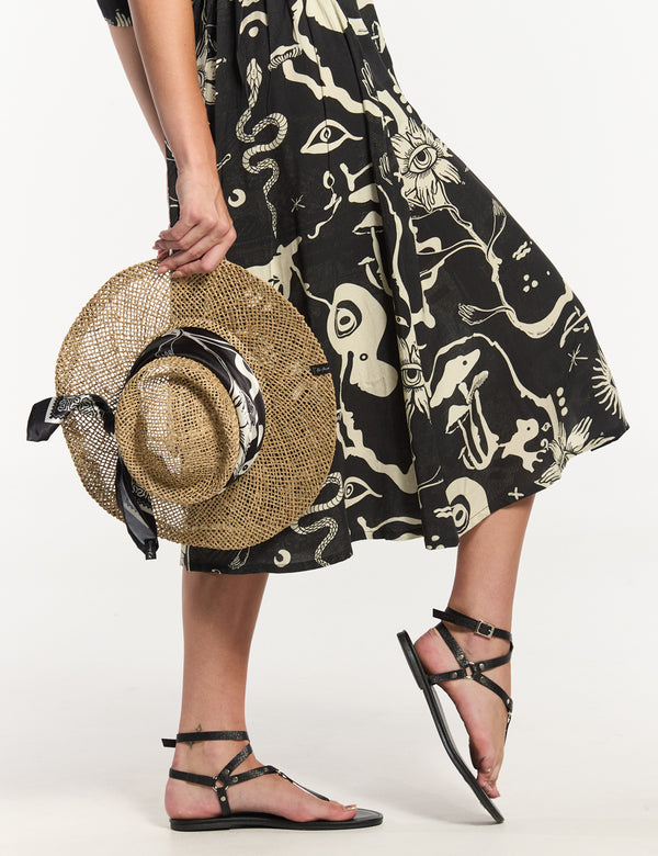 Vestido Semi Ajustada Savia negro + crudo Mujer