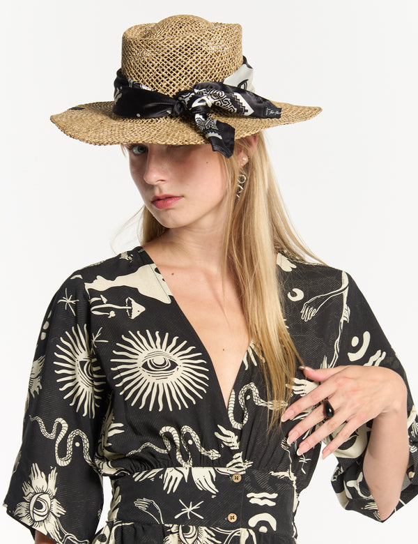 Vestido Semi Ajustada Savia negro + crudo Mujer